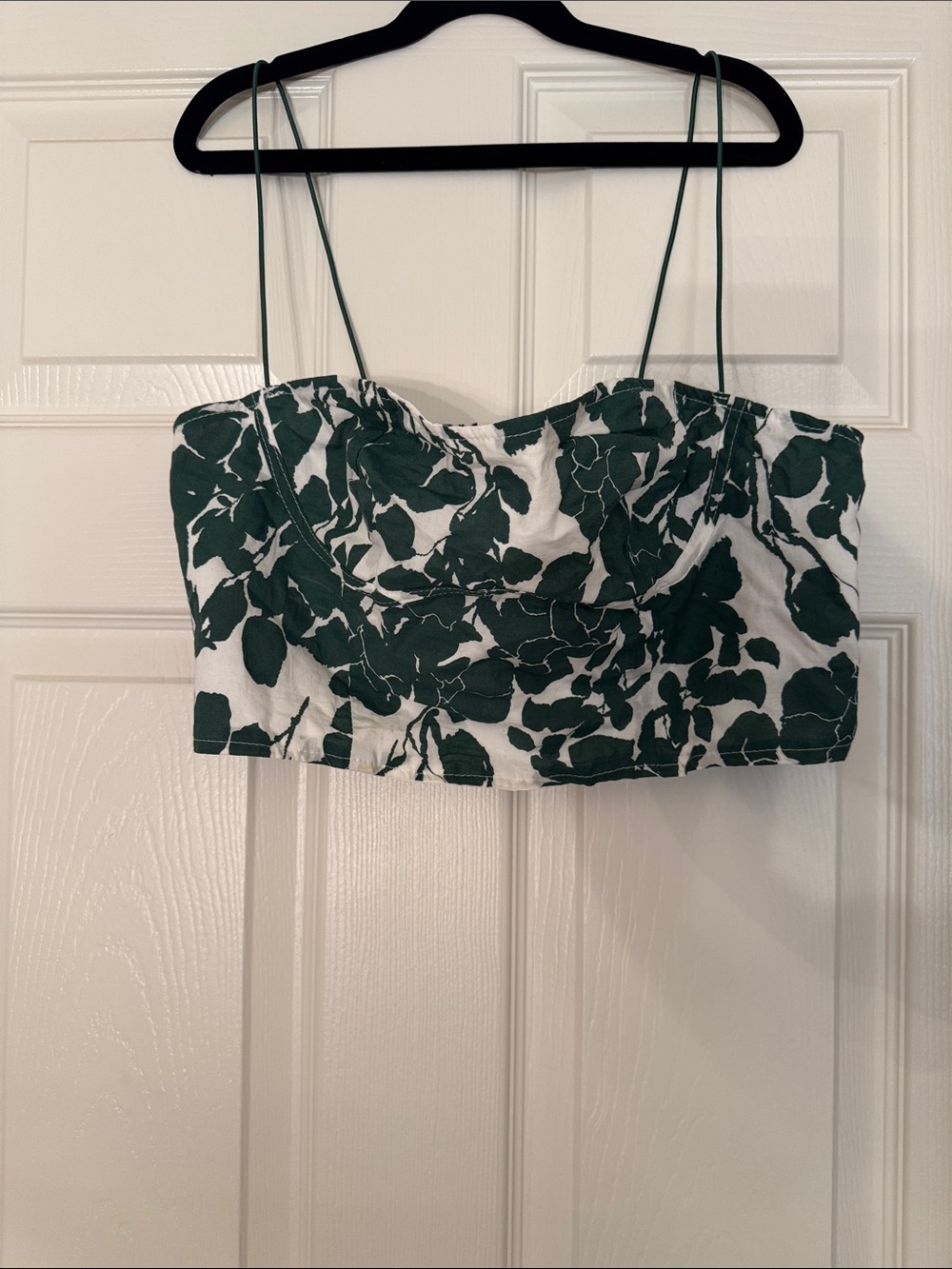 Green and White Floral Crop Cami Top